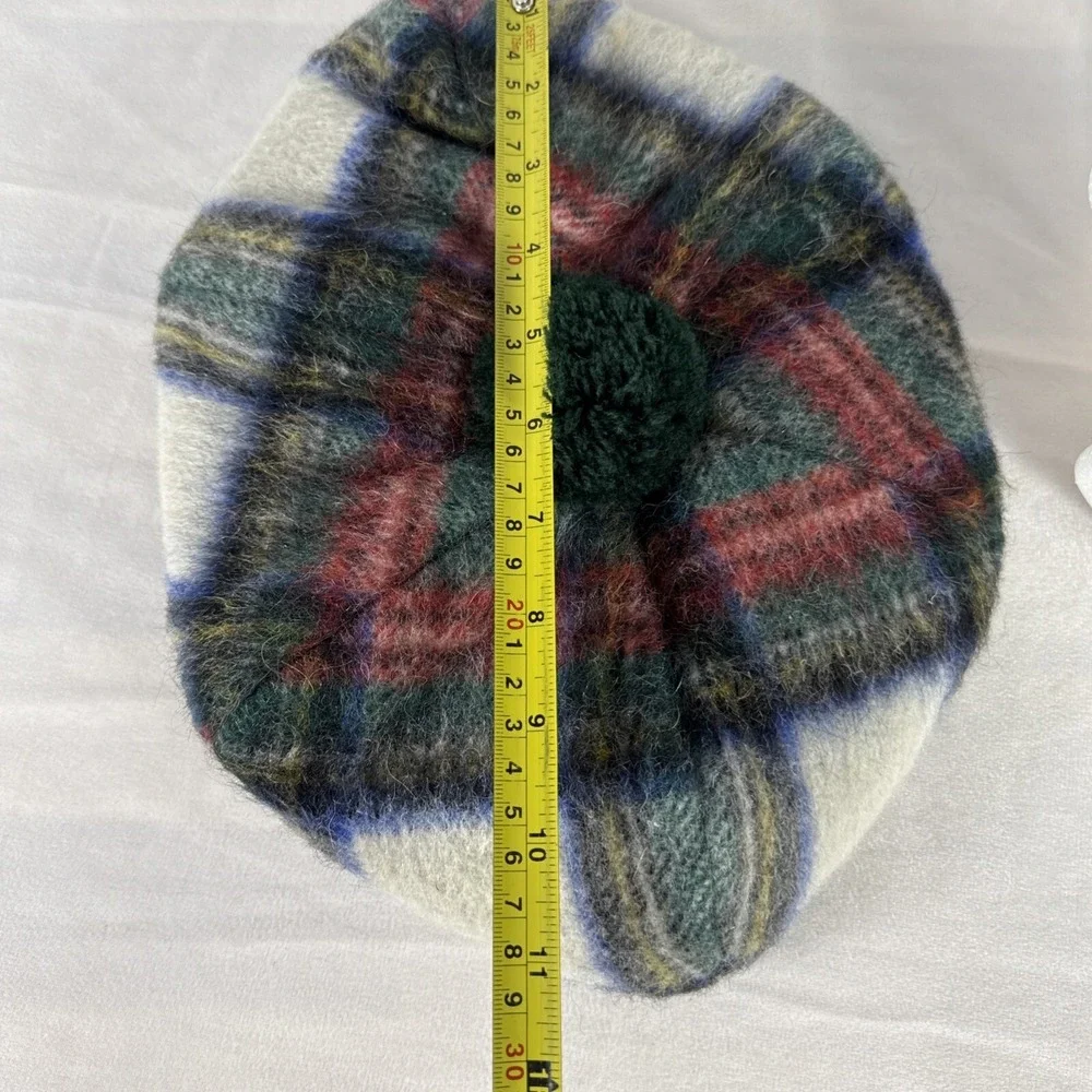 Browns of Bermuda‎ Wool Mohair Red Blue Tartan Plaid Cap Hat Made in Scottland